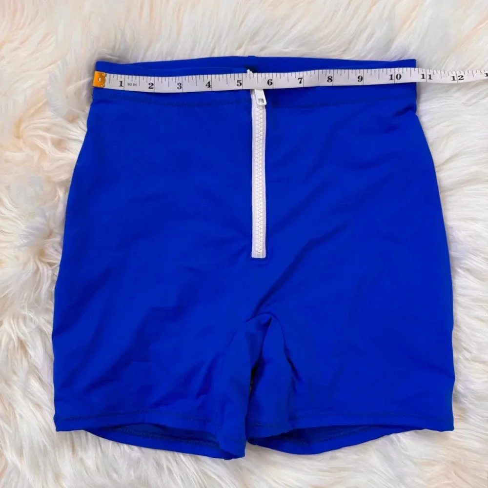NWT Skims Sporty zipper swim shorts cobalt blue XXS